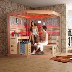 Sauna sucha z piecem MUE-1242 4-osobowa 200x200x210cm 6kW