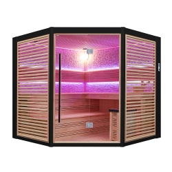 Sauna sucha z piecem MUE-1403 4-osobowa 200x200x210cm 6kW