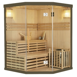 Sauna sucha z piecem MO-EA3C GRIGIO 3-osobowa 150x150x200cm 6kW