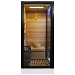 Kabino-sauna sucho-parowa z funkcją hydromasażu LAMEZIA CZARNA 180x110x223cm LEWA